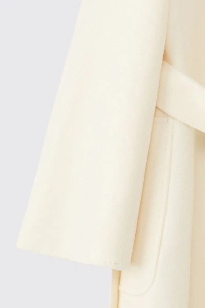 Fibflx Women's Luxe Wool-Cashmere Blend Double-Faced Wrap Coat with Belt