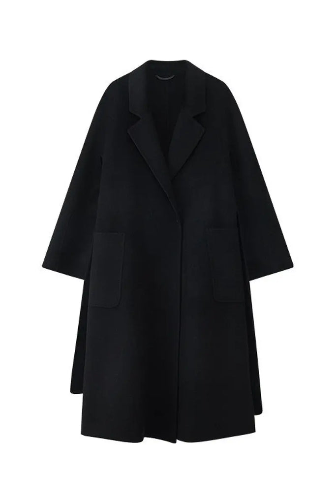 Fibflx Women's Luxe Wool-Cashmere Blend Double-Faced Wrap Coat with Belt