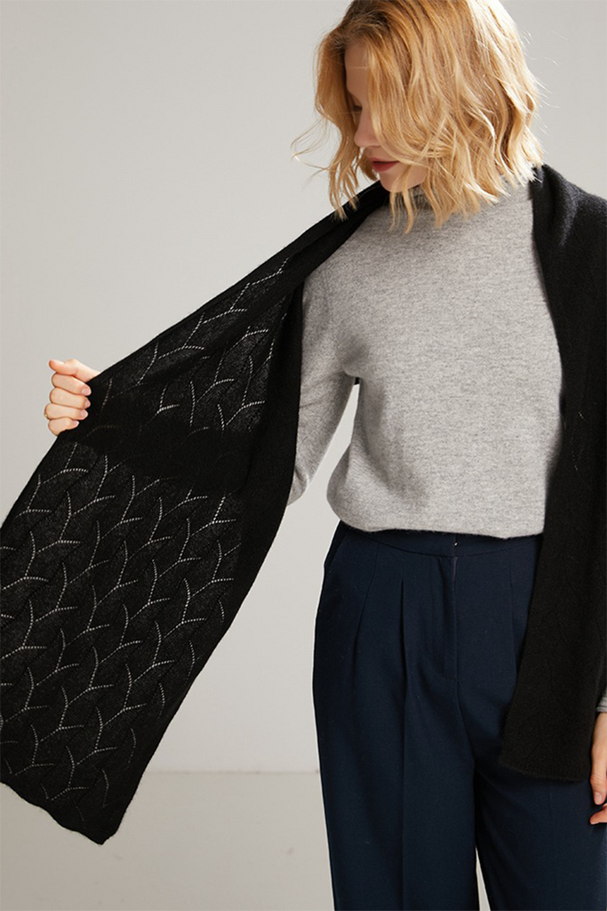Luxurious 100 Cashmere Knit Wrap Shawl Fibflx