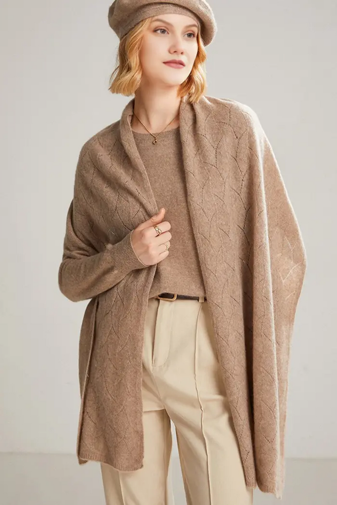 Luxurious 100 Cashmere Knit Wrap Shawl Fibflx