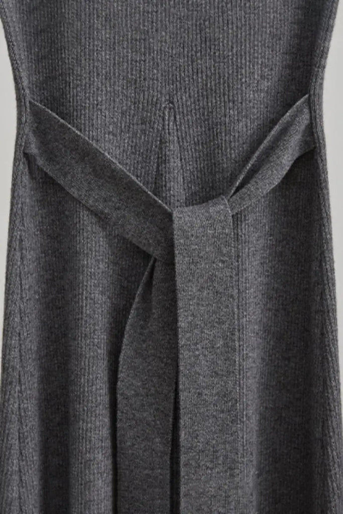 Fibflx Women's Machine Washable Merino Wool Fit & Flare Midi Sweater Dress with Belt