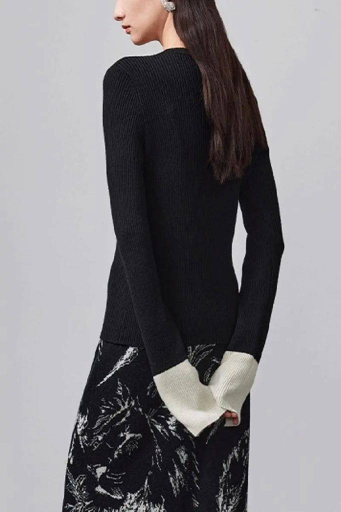 Fibflx Women's Mandarin Inspired Merino Wool Crew Neck Cardigan