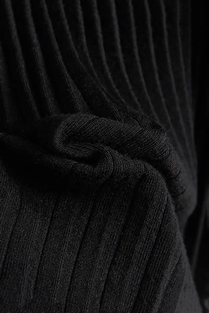 Fibflx Women's Merino Wool Rib Knit Pleated Midi Sweater Skirt