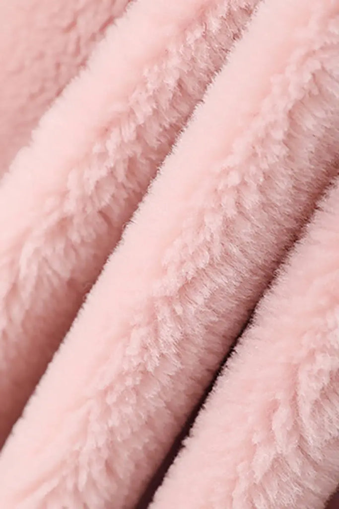 Mid-length Teddy-style Shearling Coat With Lapel Collar Fibflx