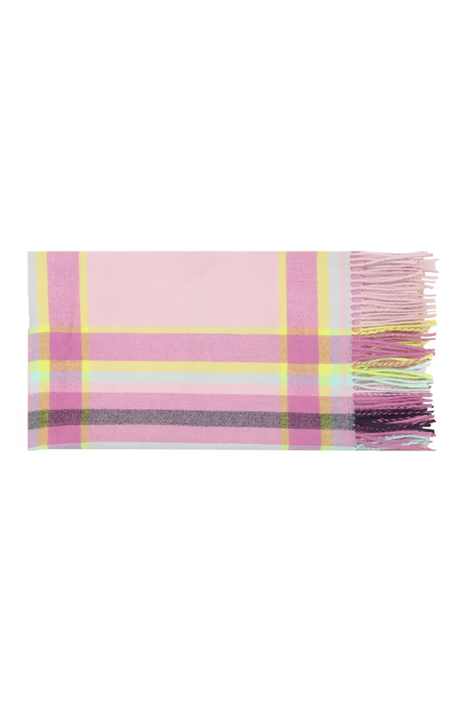 Mimic Cashmere Colorful Plaid Fringe Blanket Scarf - Fibflx