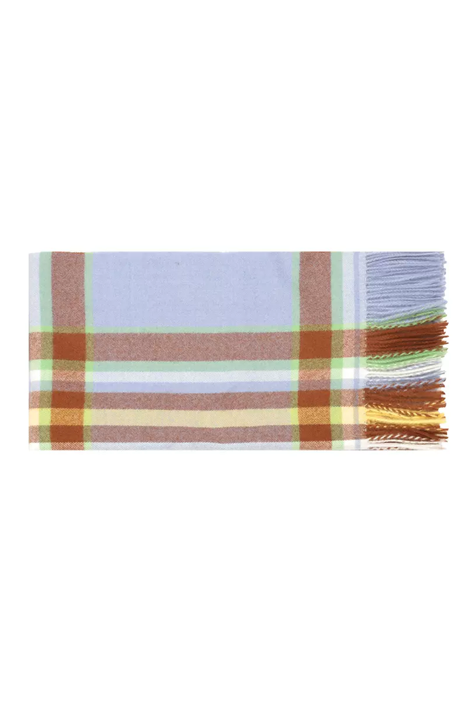 Mimic Cashmere Colorful Plaid Fringe Blanket Scarf - Fibflx