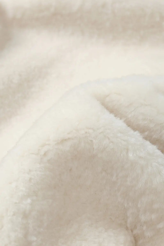 Fibflx Women's Minimalist Cropped Spain Sheepskin Shearling Jacket