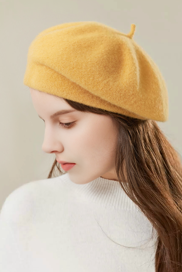 Multi-colored Merino Wool French Beret Hat Fibflx
