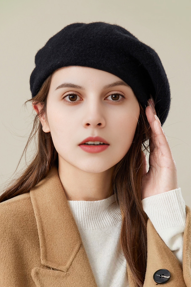Multi-colored Merino Wool French Beret Hat Fibflx