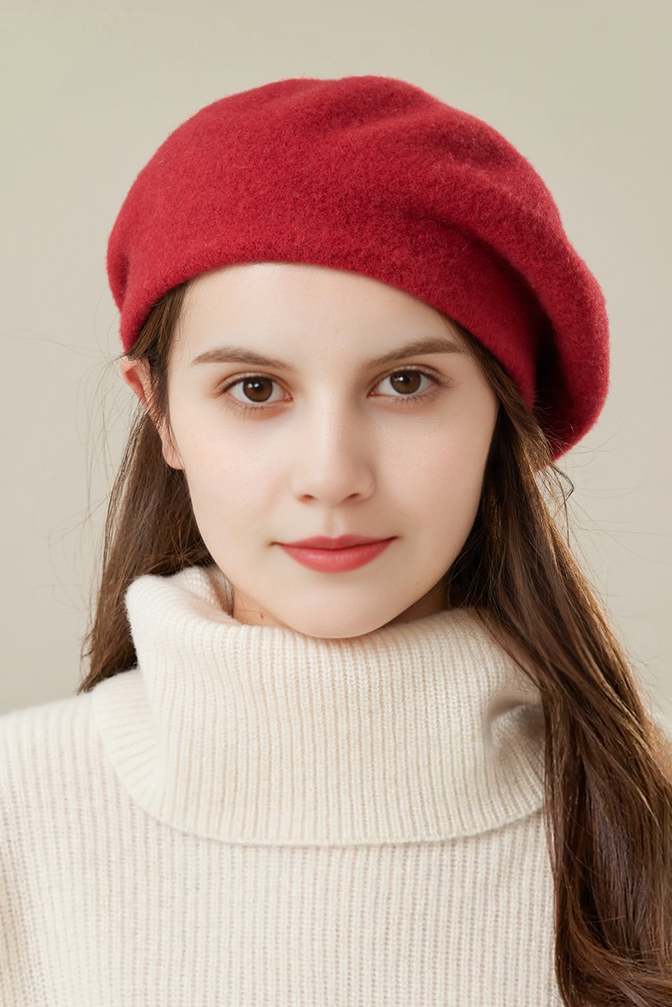 Multi-colored Merino Wool French Beret Hat Fibflx