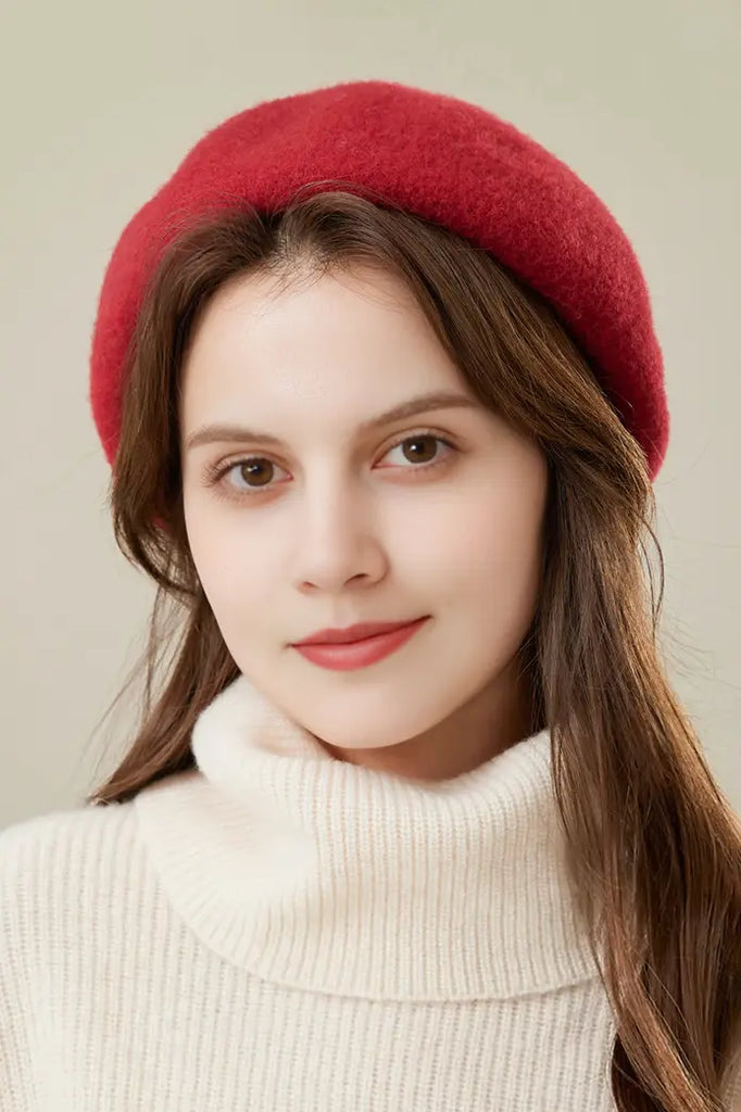 Multi-colored Merino Wool French Beret Hat Fibflx