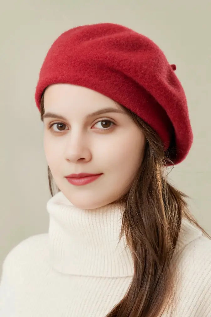 Multi-colored Merino Wool French Beret Hat Fibflx