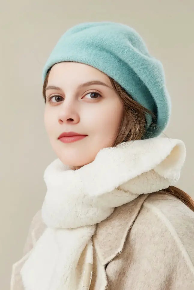 Multi-colored Merino Wool French Beret Hat Fibflx