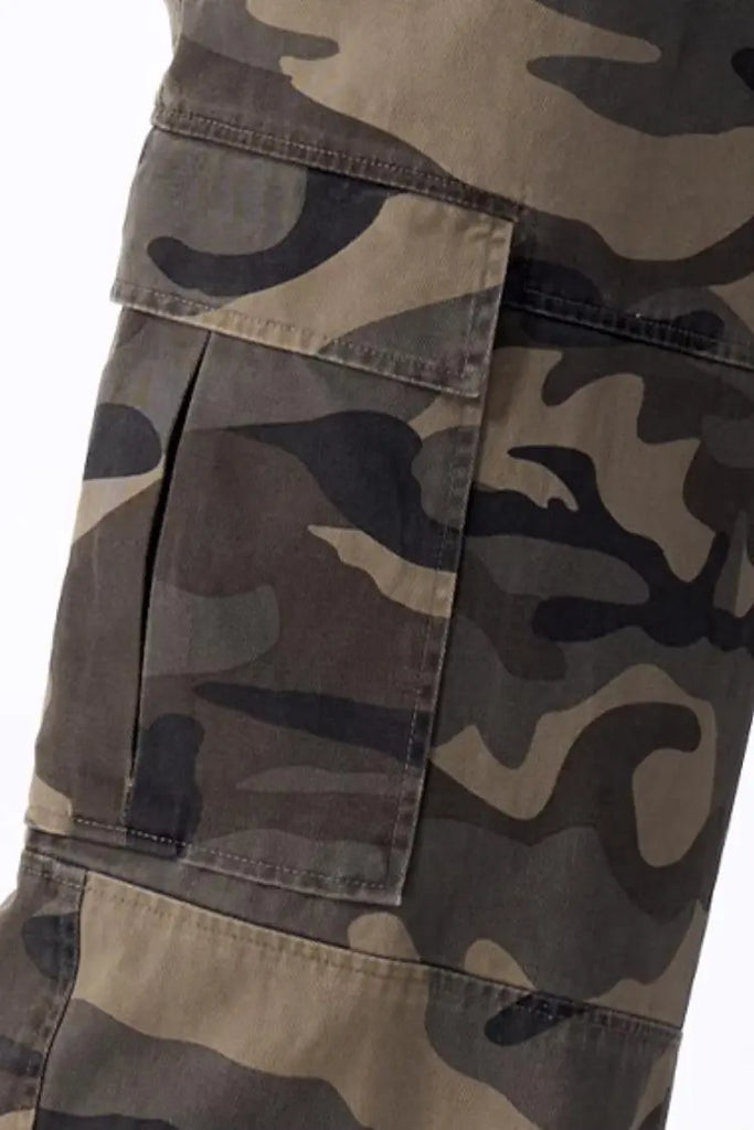 Fibflx Women's  Multi-pocket Flared Camo Cargo Pants