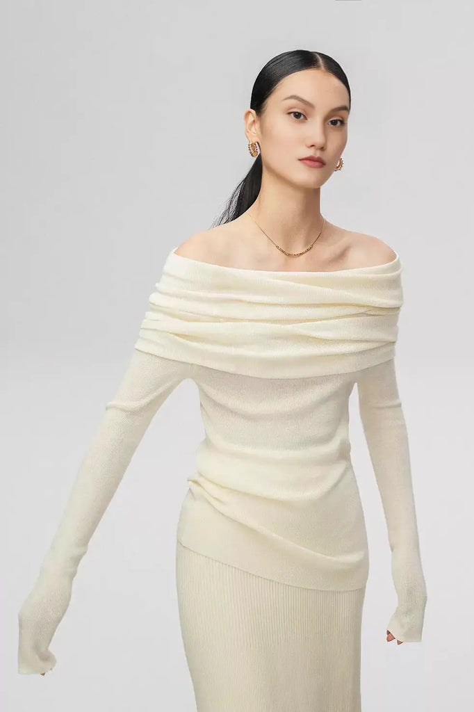 Off The Shoulder Wool Base Layer Sweater Fibflx
