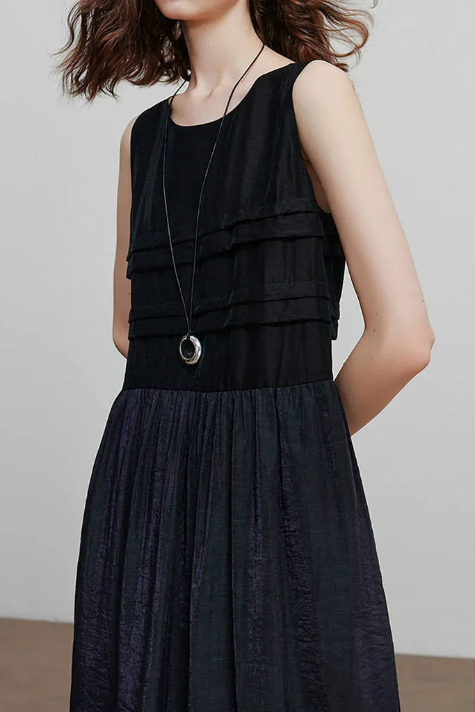 Ombre Sleeveless Trapeze Midi Dresss  Fibflx