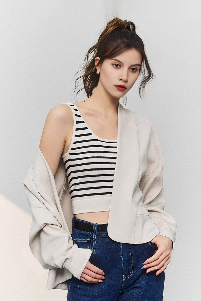 Open Front Cropped Kimono Cardigan - Fibflx