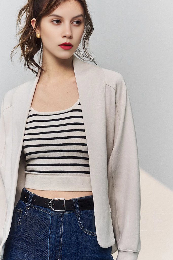 Open Front Cropped Kimono Cardigan - Fibflx