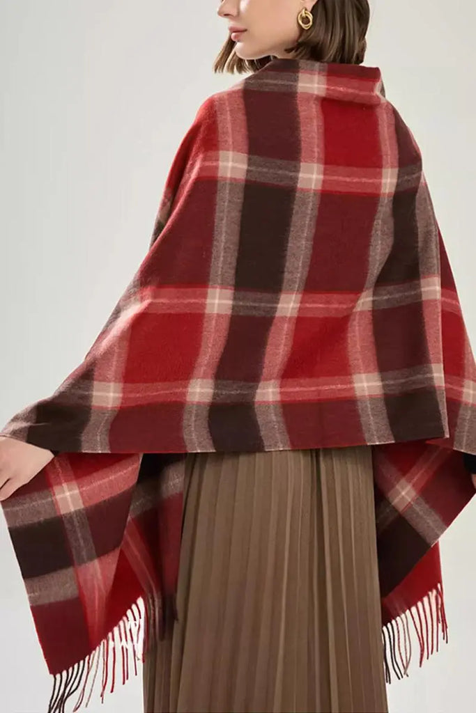 Fibflx Women's Oversized 100 Wool Plaid Blanket Scarf