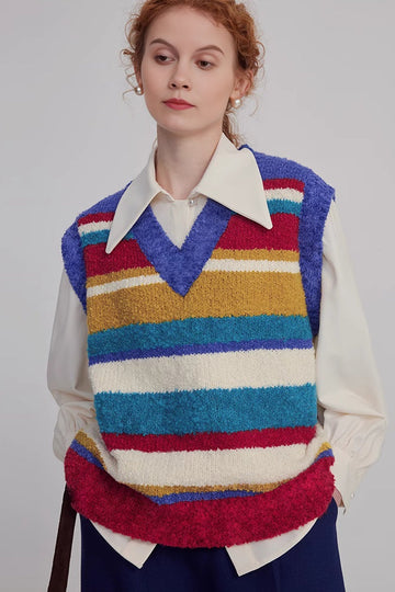 Oversized Alpaca Wool Rainbow Sweater Vest