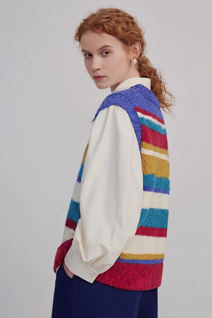 Oversized Alpaca Wool Rainbow Sweater Vest