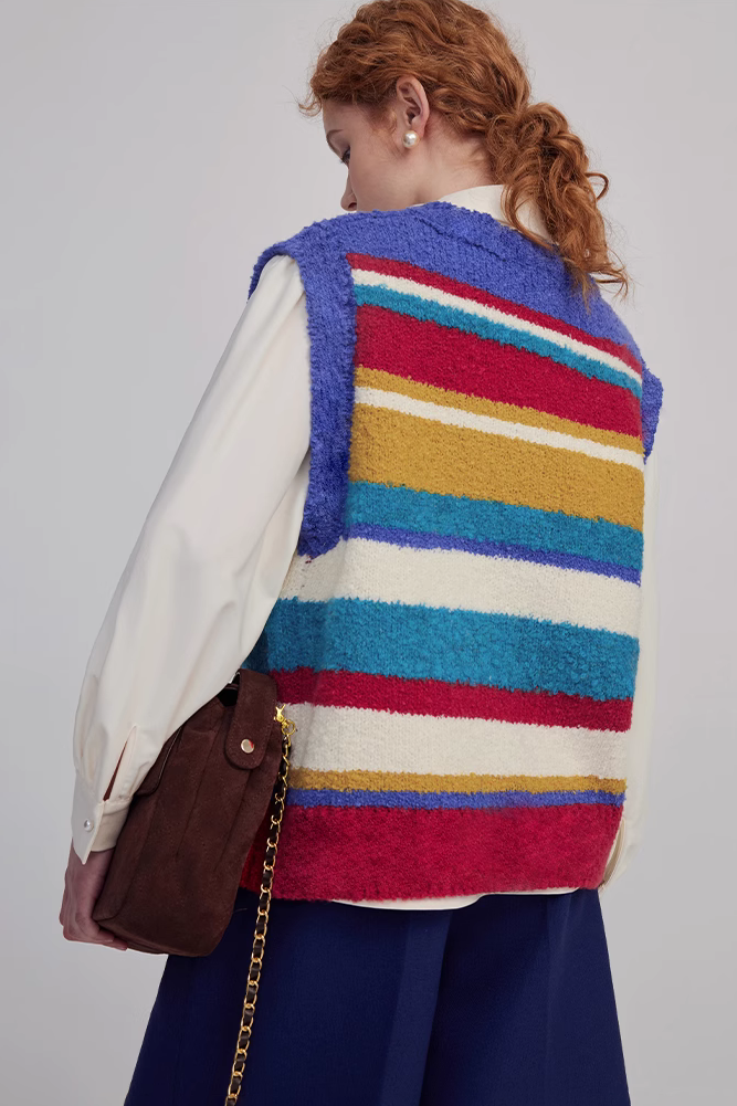 Oversized Alpaca Wool Rainbow Sweater Vest