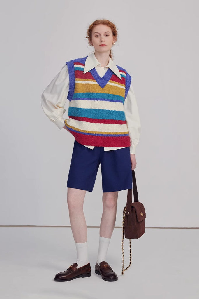 Oversized Alpaca Wool Rainbow Sweater Vest