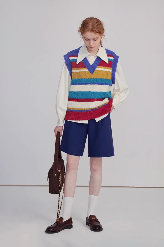 Oversized Alpaca Wool Rainbow Sweater Vest