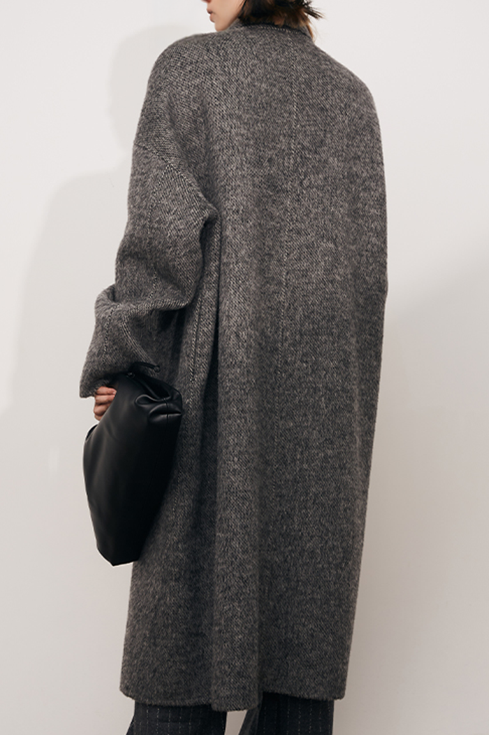 Fibflx Women's Oversized Double-breasted Wool CoatWith Lapel Fibflx Women's Oversized Double-breasted Wool CoatWith Lapel