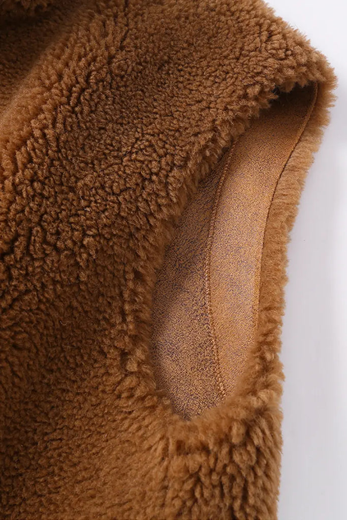 Fibflx Women's Oversized Faux Shearling Teddy Sherpa Vest