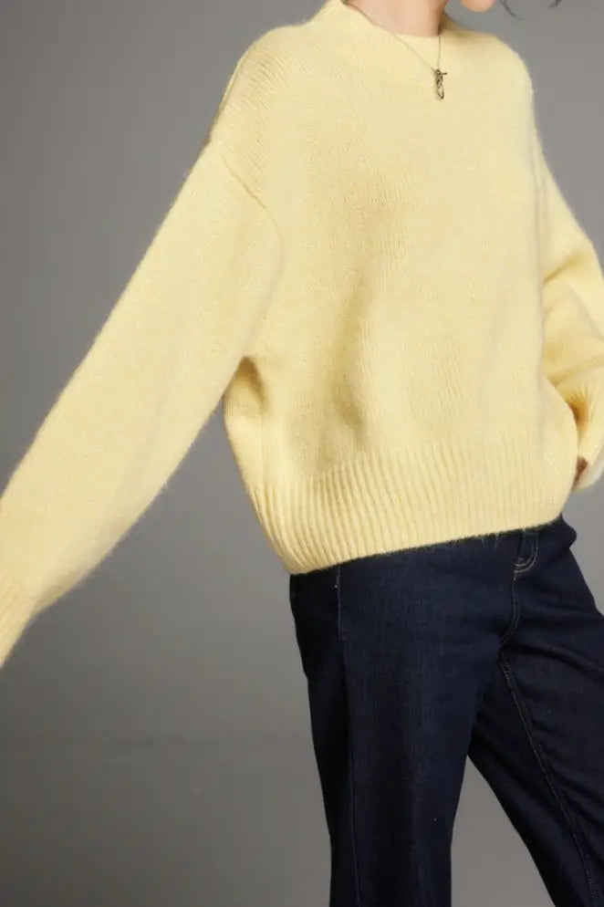 Oversized Half Mock Neck Wool Alpaca Sweater Fibflx