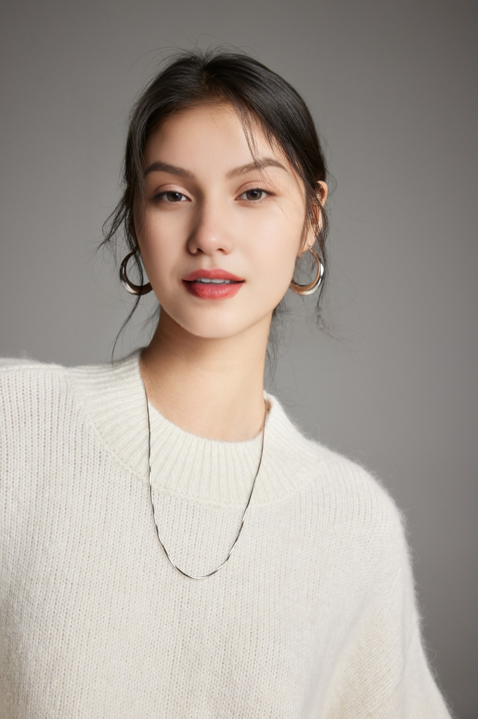 Oversized Half Mock Neck Wool Alpaca Sweater Fibflx