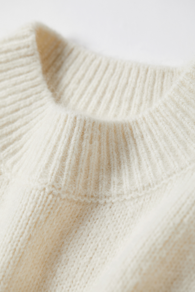 Oversized Half Mock Neck Wool Alpaca Sweater Fibflx