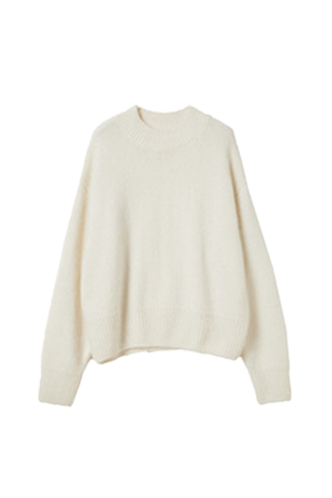Oversized Half Mock Neck Wool Alpaca Sweater Fibflx