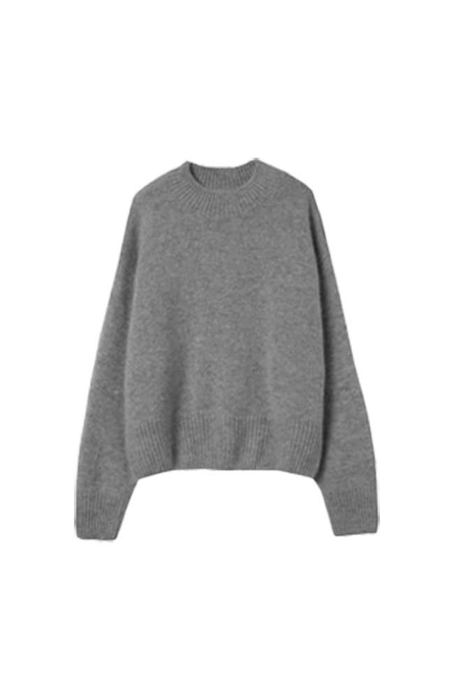 Oversized Half Mock Neck Wool Alpaca Sweater Fibflx
