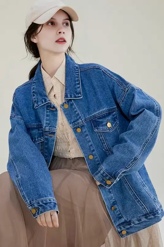 Oversized Long Denim Jacket Fibflx
