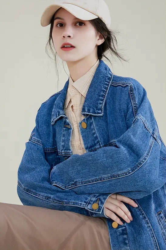 Oversized Long Denim Jacket Fibflx