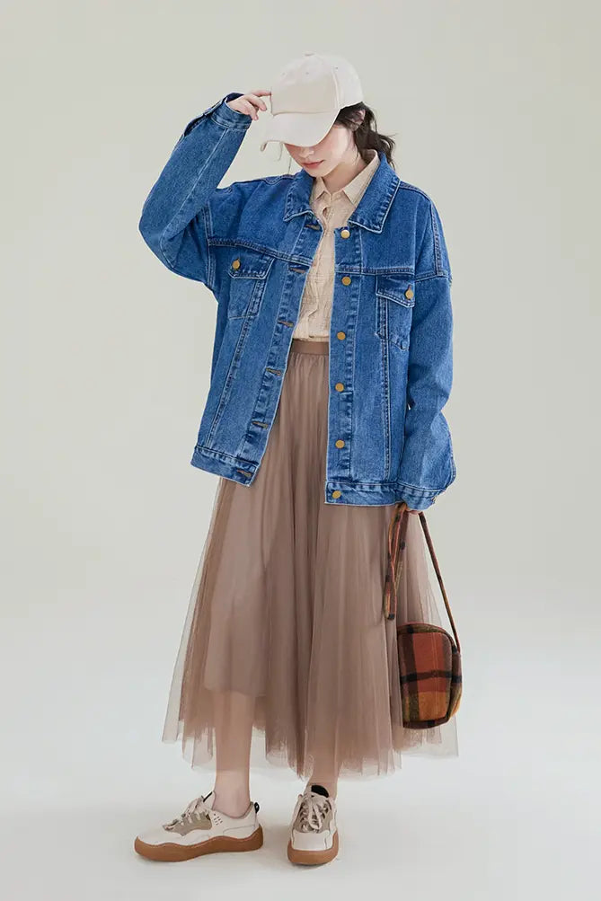 Oversized Long Denim Jacket Fibflx