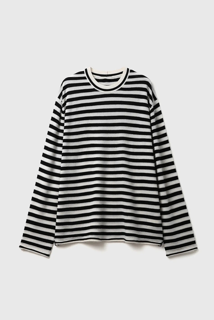 Oversized Long Sleeve Wool Stripe Shirt Fibflx