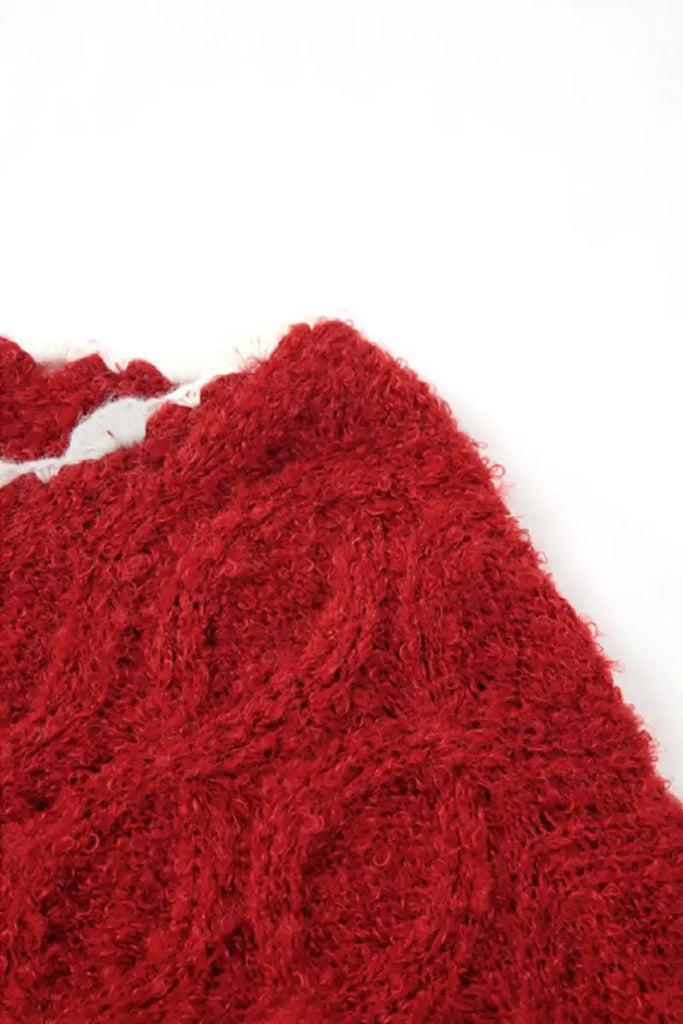 Fibflx Women's Oversized Mohair-Blend Cable Knit Scoop Neck Sweater