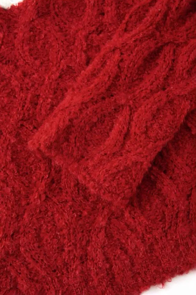 Fibflx Women's Oversized Mohair-Blend Cable Knit Scoop Neck Sweater