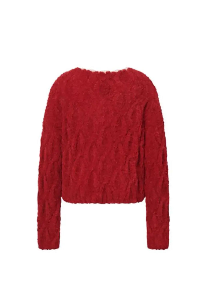 Fibflx Women's Oversized Mohair-Blend Cable Knit Scoop Neck Sweater