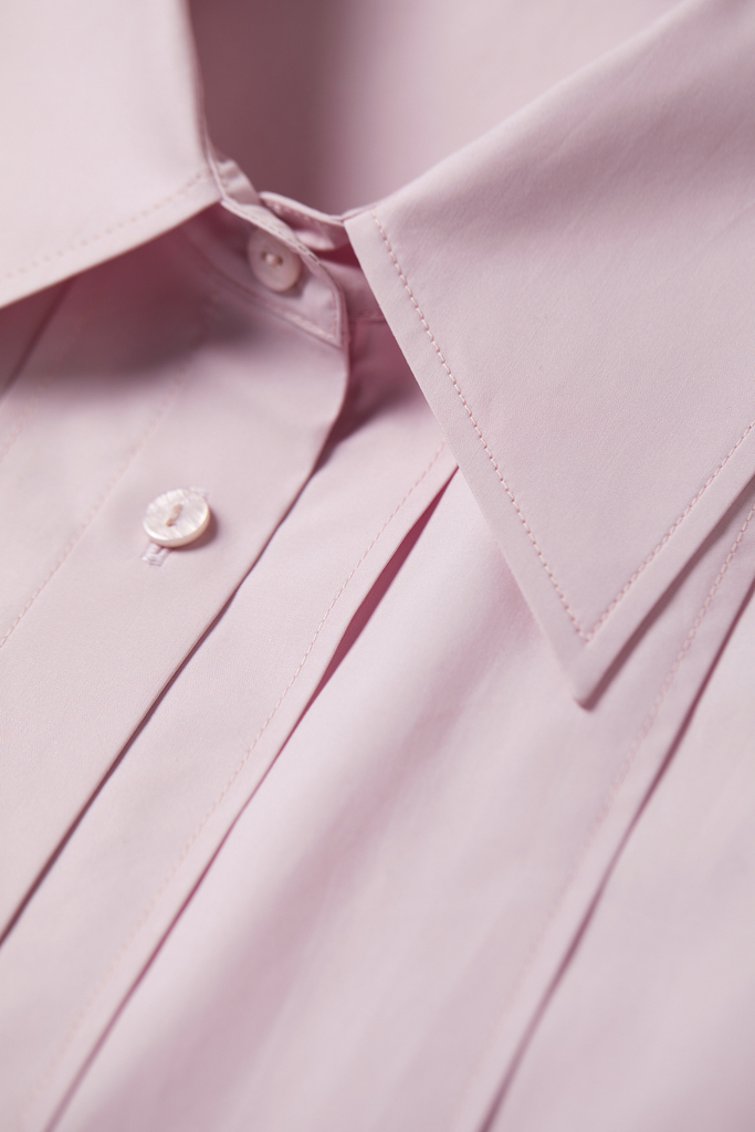 Fibflx Women's Oversized Poplin Pleated  Long Sleeve Shirt