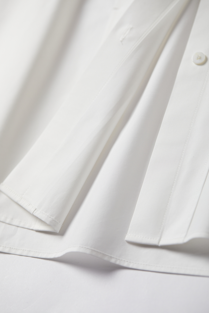 Fibflx Women's Oversized Poplin Pleated  Long Sleeve Shirt