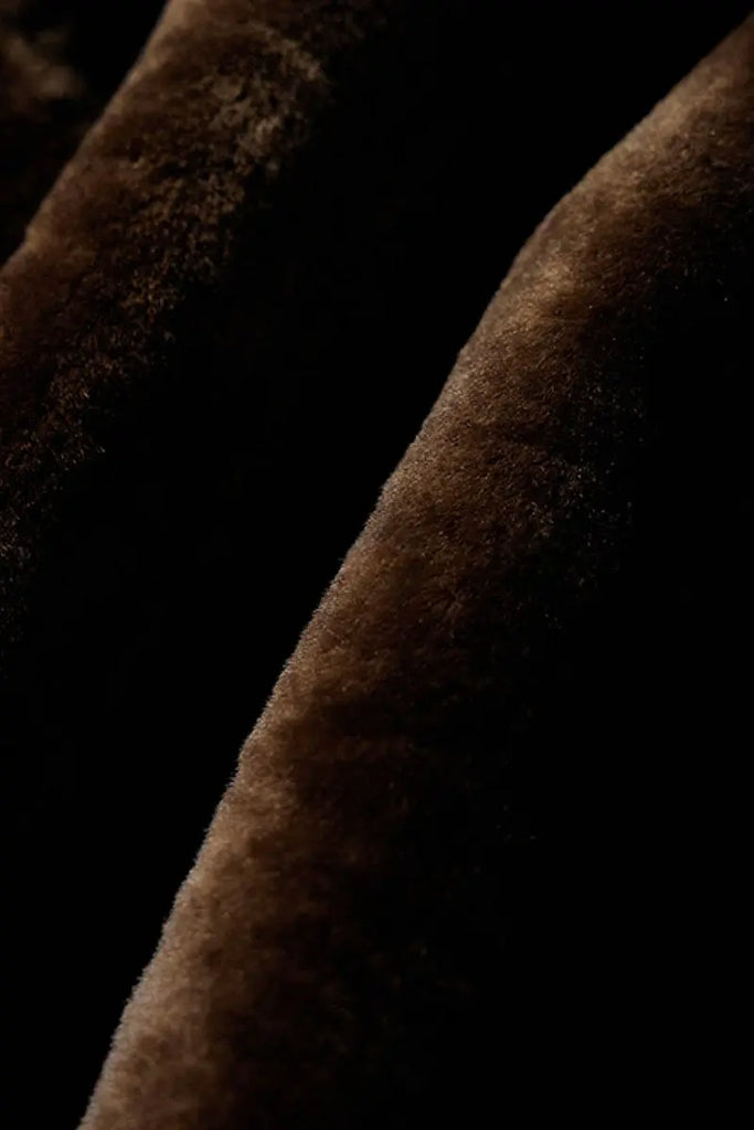 Fibflx Women's Oversized Spain Merino Sheepskin Shearling Wrap Coat with Belt