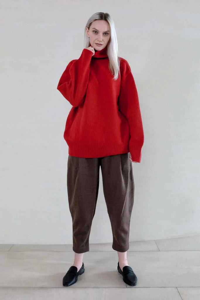 Fibflx Women's Oversized Turtleneck Sweater in Cashmere and Wool