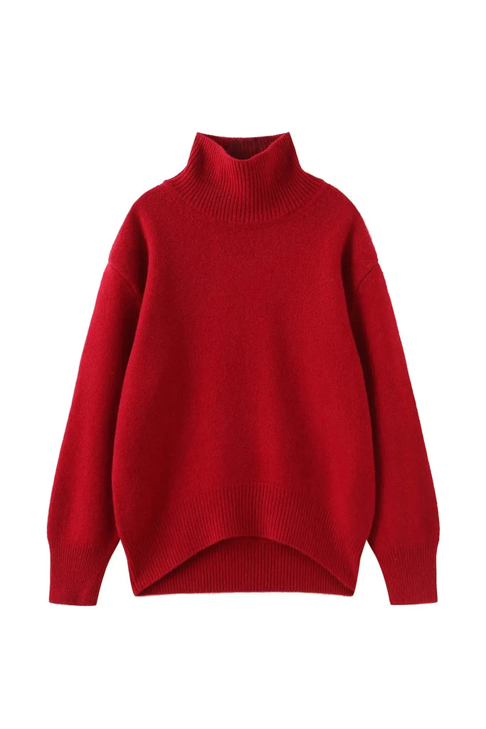 Fibflx Women's Oversized Turtleneck Sweater in Cashmere and Wool