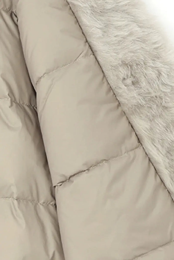 Fibflx Women's Oversized Water Repellent Bomber Puffer Coat with Toscana Shearling Collar