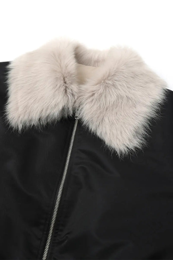 Fibflx Women's Oversized Water Repellent Bomber Puffer Coat with Toscana Shearling Collar