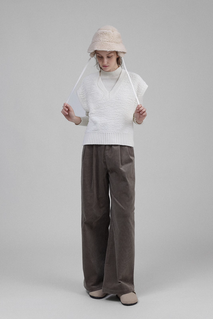 Oversized Wool Bouncle Sweater Vest - Fibflx